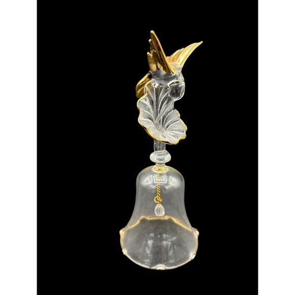 Handcrafted Art Glass Bell With Gold Accents & Hummingbird Design Vintage - Picture 5 of 8